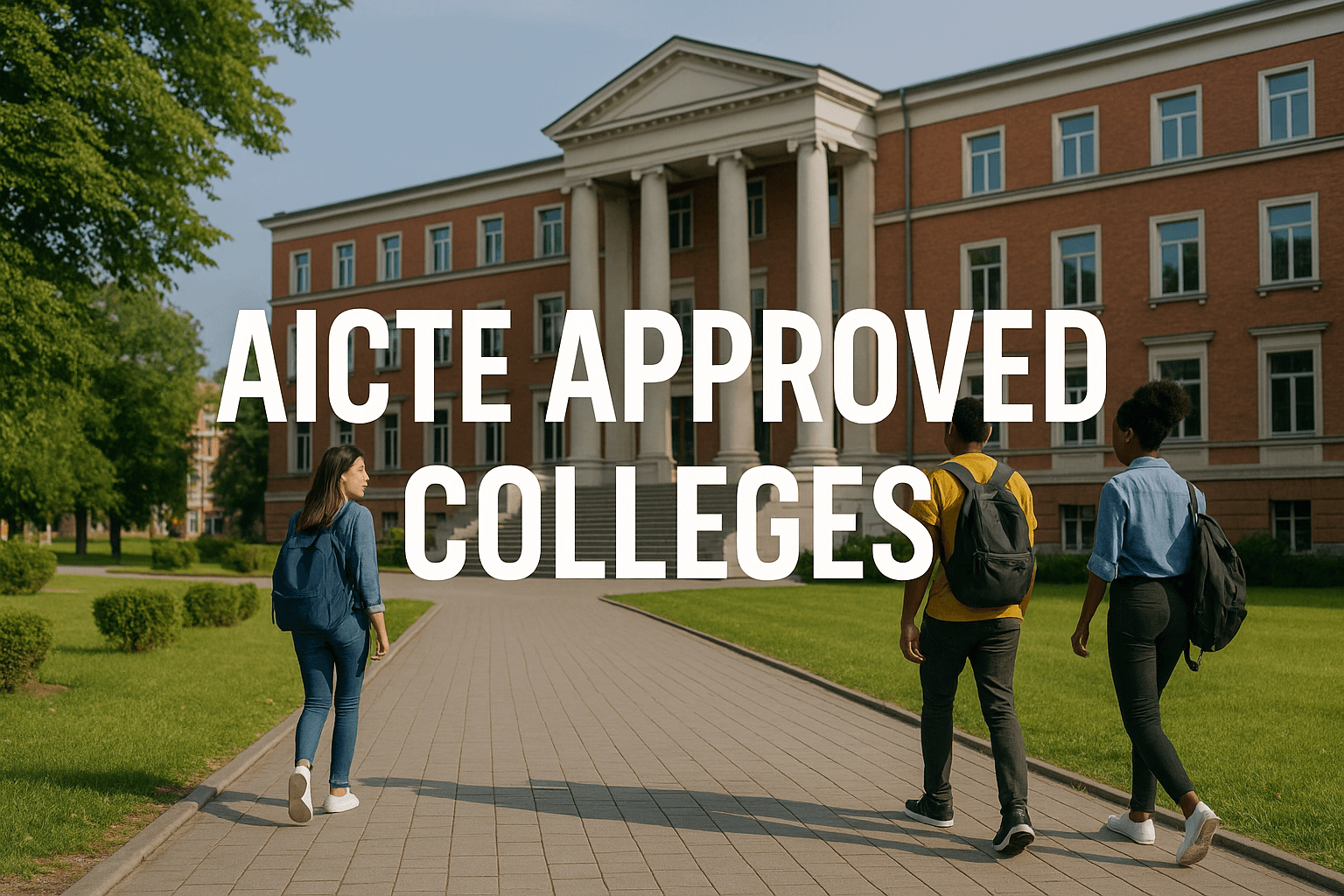 Modern campus illustration representing AICTE approved colleges in India