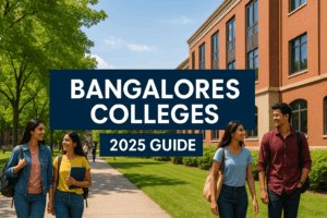 Modern campus view representing leading Bangalore colleges with students