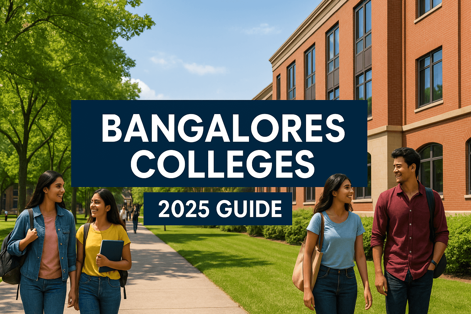 Modern campus view representing leading Bangalore colleges with students