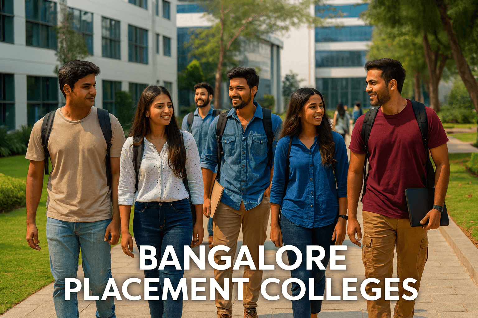 Indian students on campus in Bangalore placement colleges preparing for placements