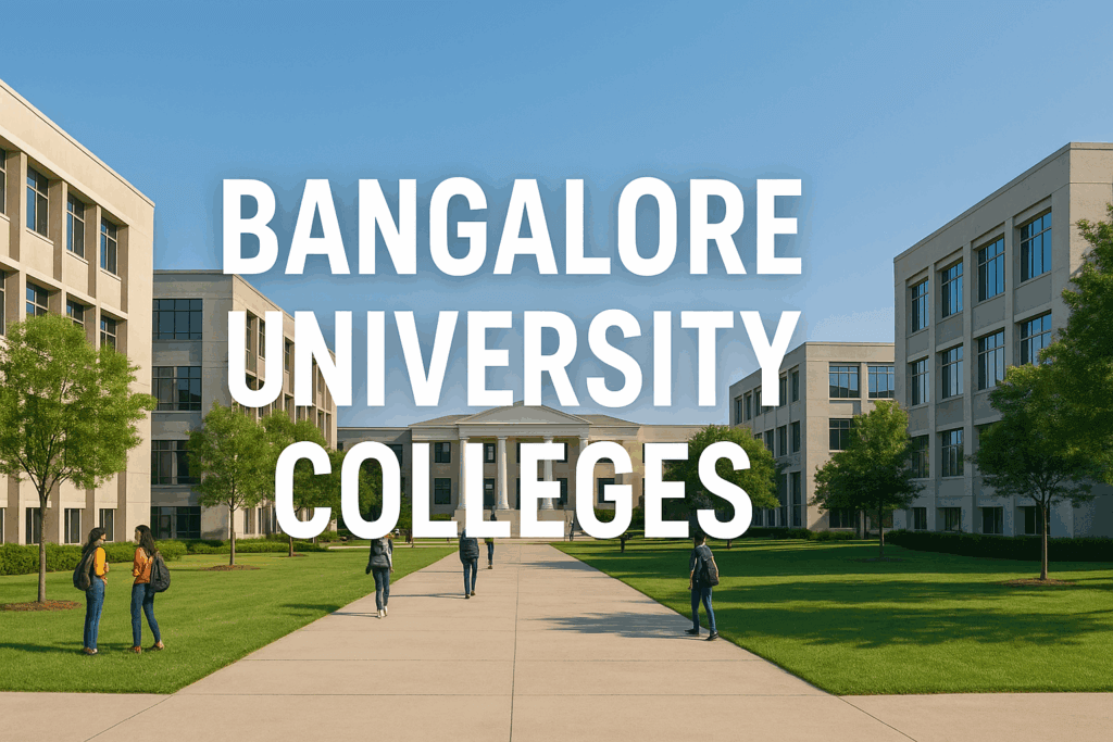 Modern campus view representing Bangalore University colleges with students