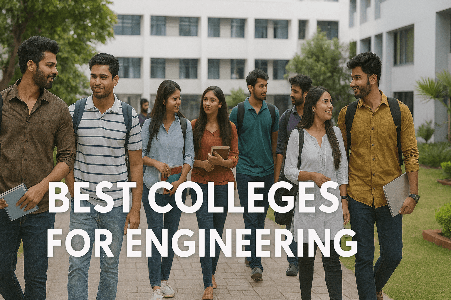 Realistic campus photo showing students, highlighting the best colleges for engineering