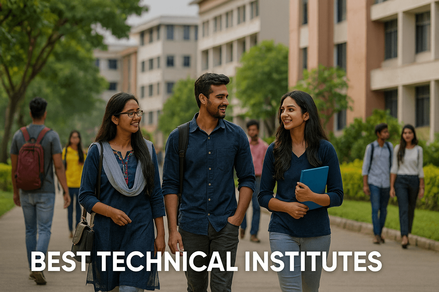 students walking on campus at the best technical institutes in India
