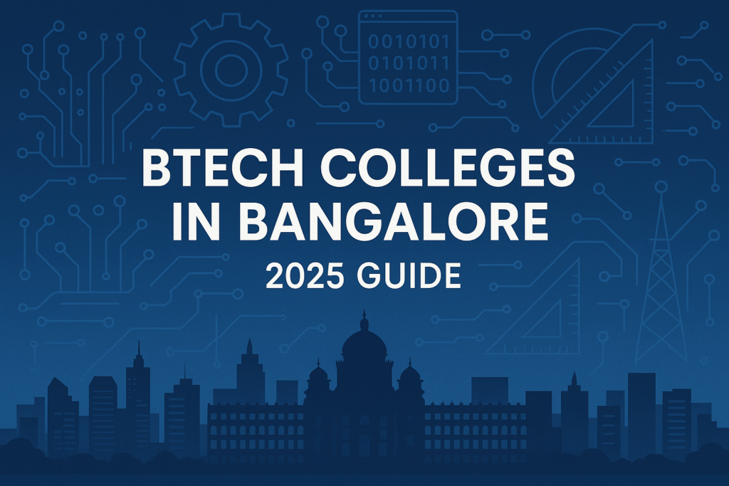 BTech colleges in Bangalore 2025 guide featured image with engineering theme.