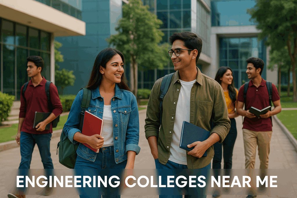 Featured image showing students at engineering colleges near me in a modern campus setting.