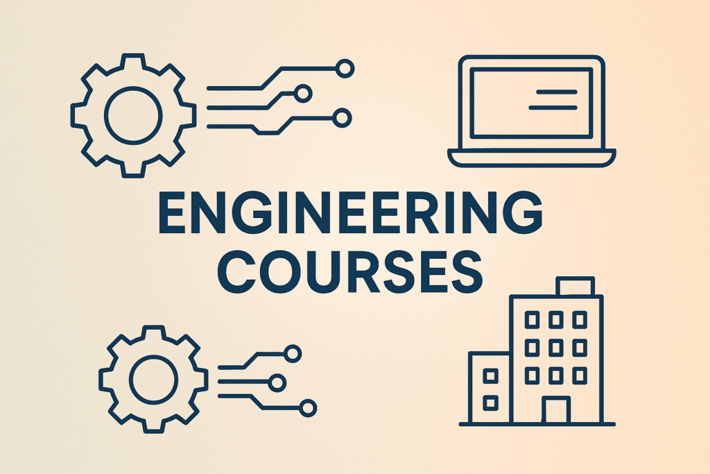 featured graphic showing engineering courses with modern academic icons