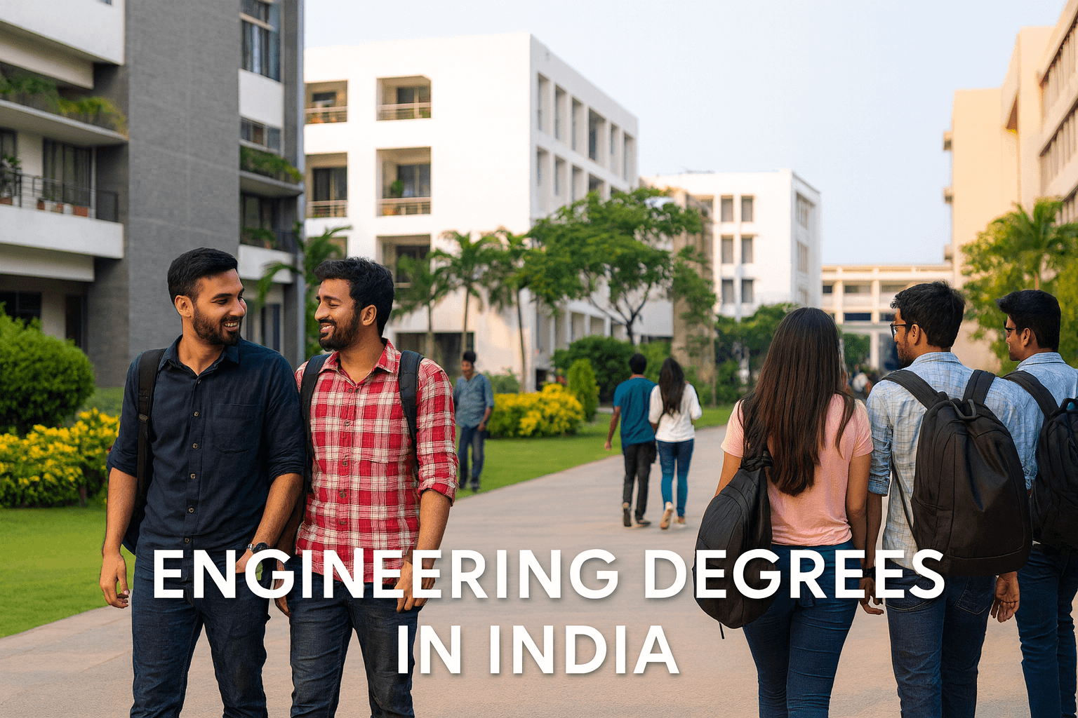 featured image showing engineering degrees in India with students on campus