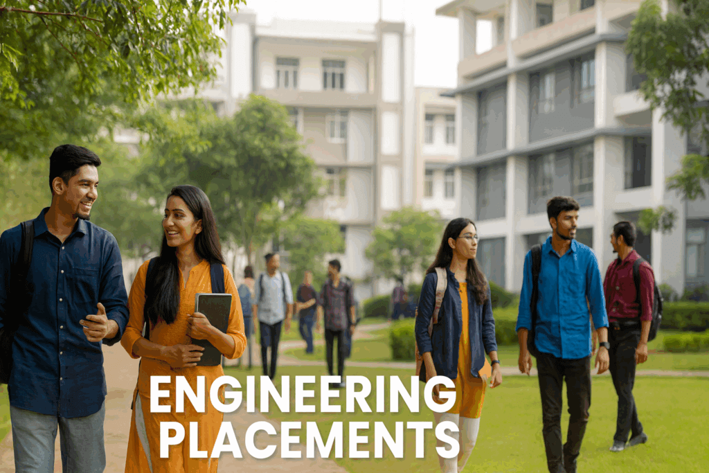Engineering placements guide featured image showing Indian students on a modern campus