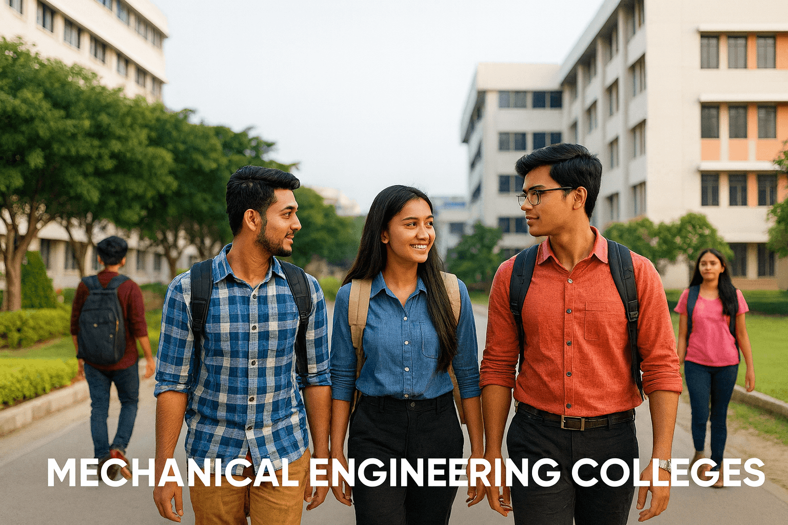 Students on Indian campus representing mechanical engineering colleges