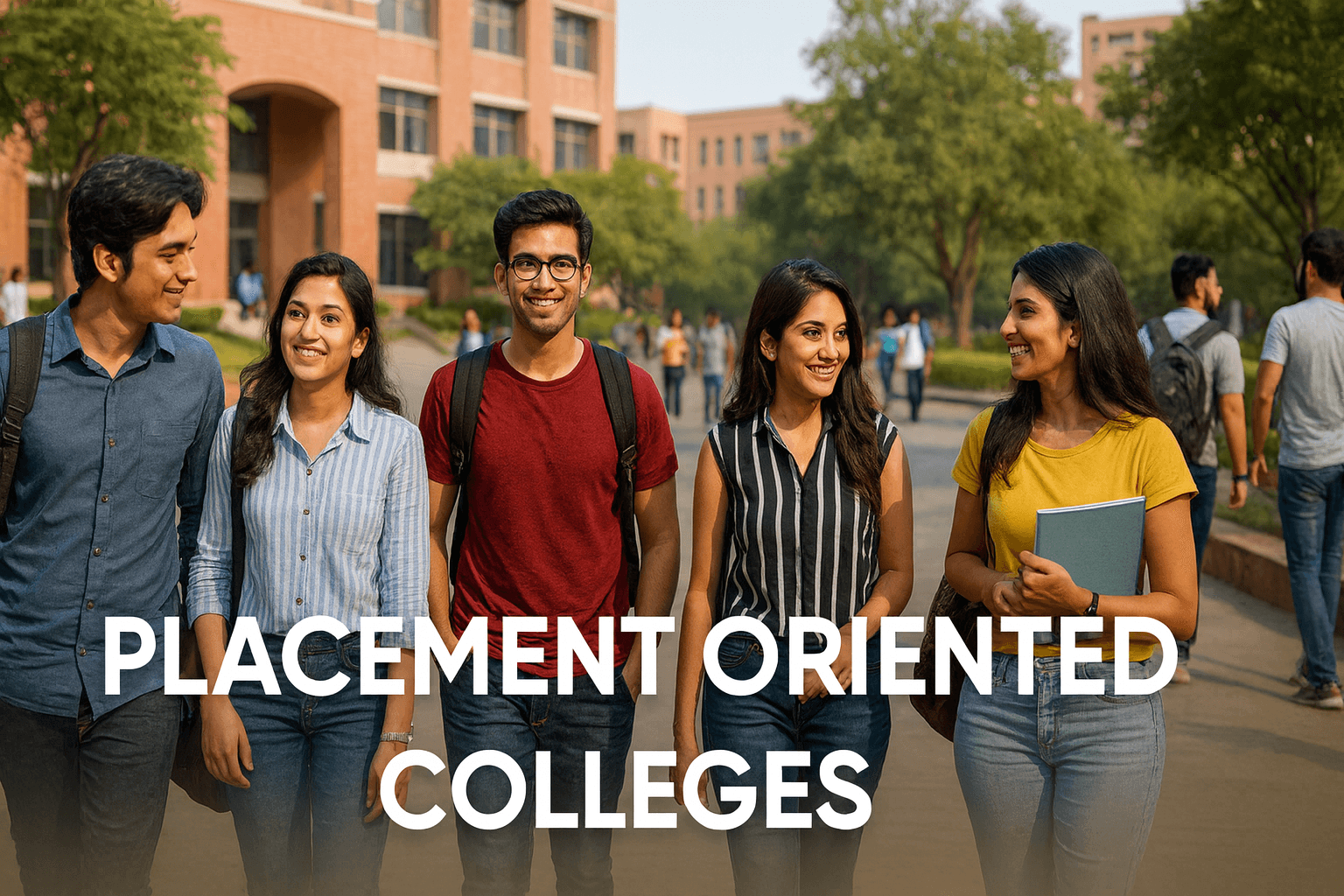 Indian engineering students on campus representing placement oriented colleges.