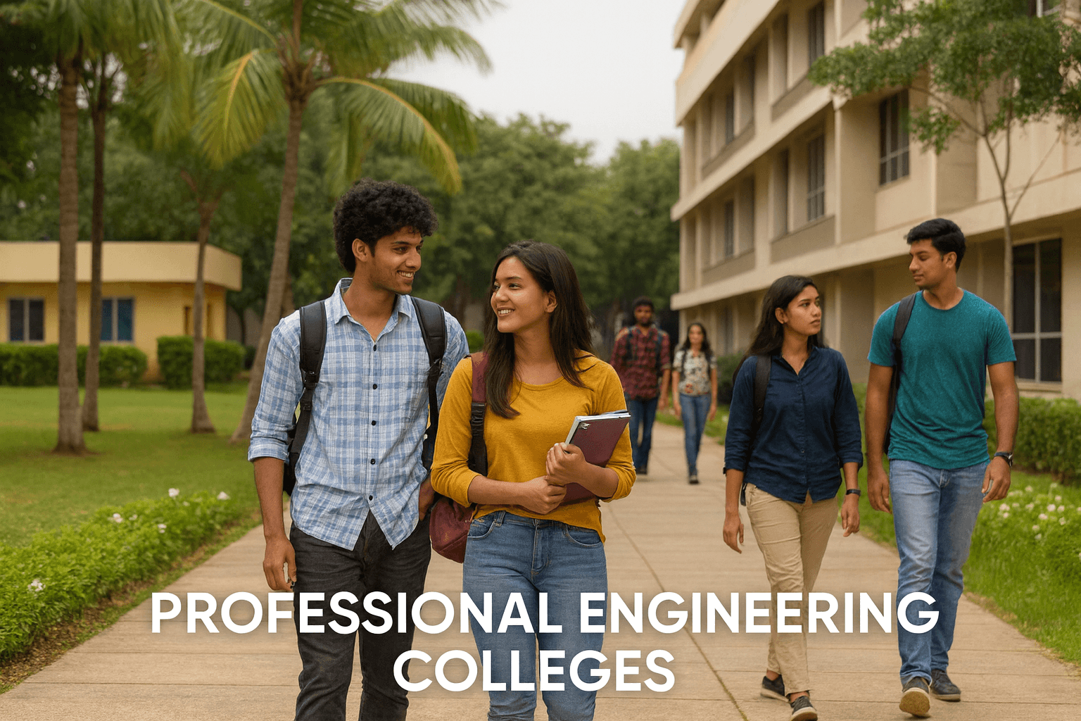 Featured image showing students on campus representing professional engineering colleges.