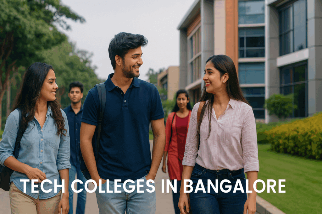 students walking on campus in tech colleges in bangalore