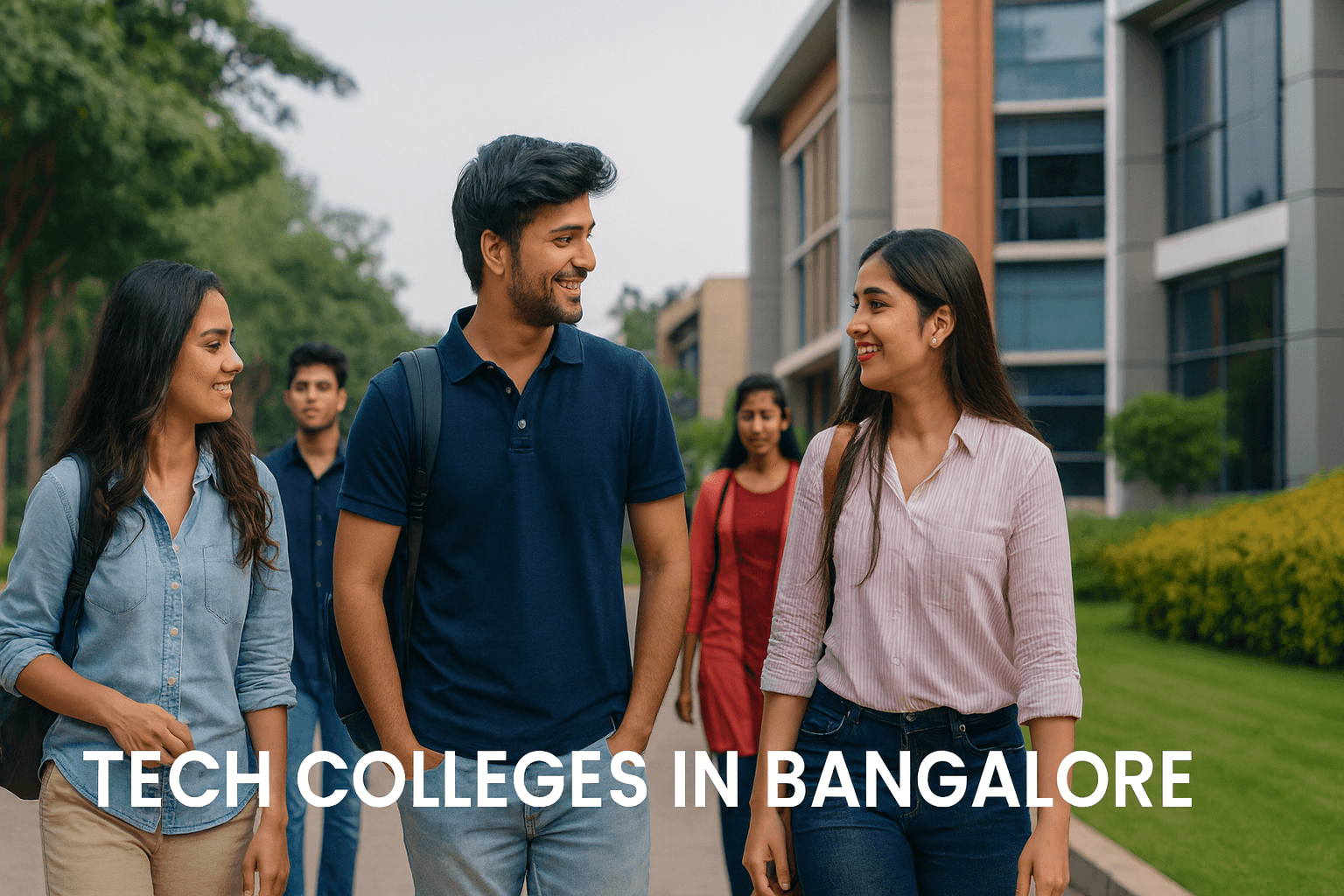 students walking on campus in tech colleges in bangalore