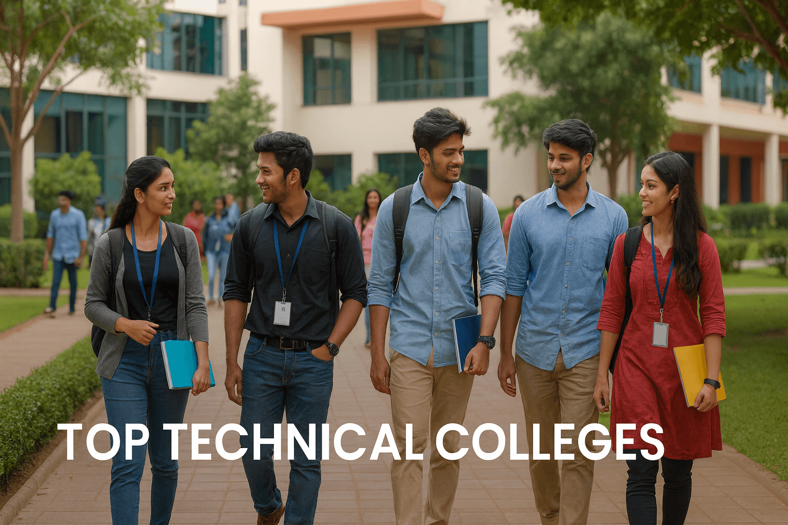 Indian students on campus representing top technical colleges