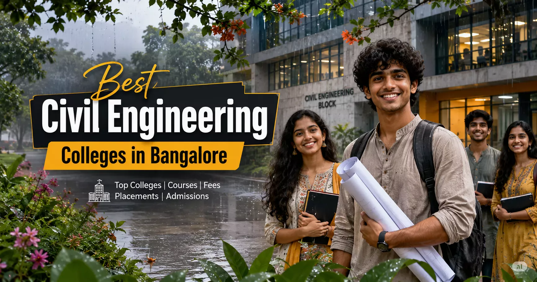 Best civil engineering colleges in Bangalore campus and students