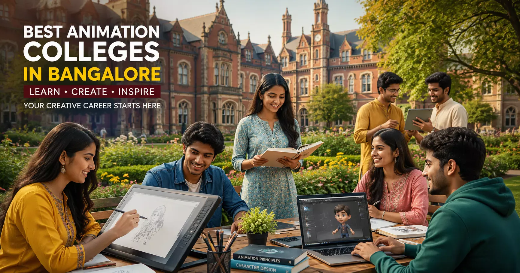 Best animation colleges in Bangalore students learning animation and multimedia design