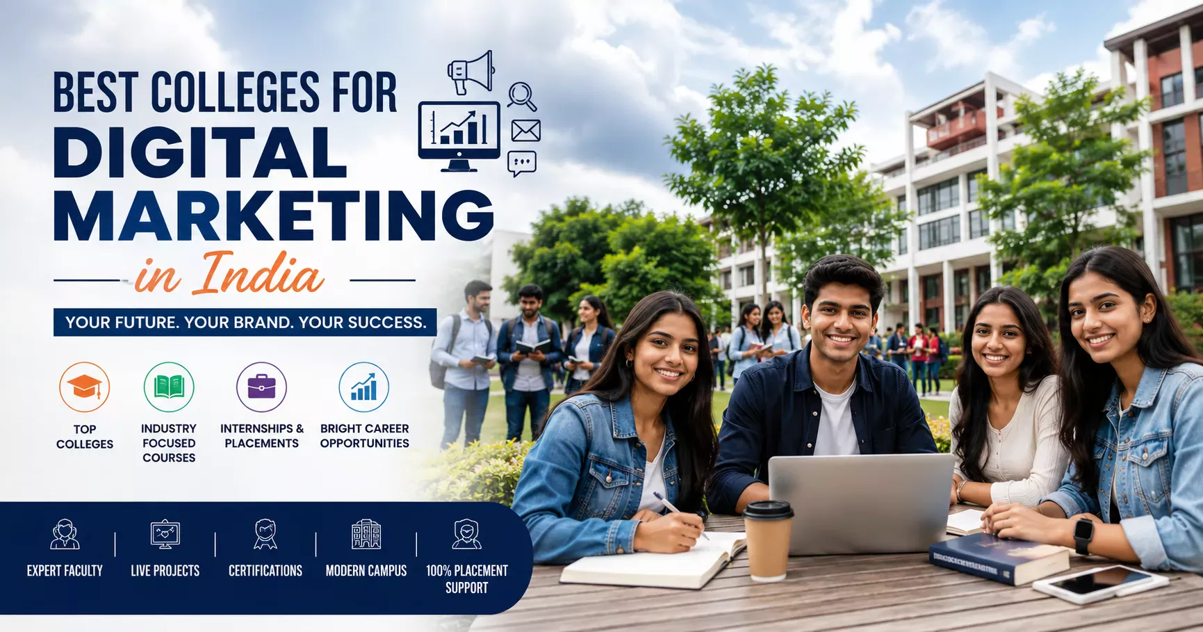 Best colleges for digital marketing in India students learning modern marketing skills
