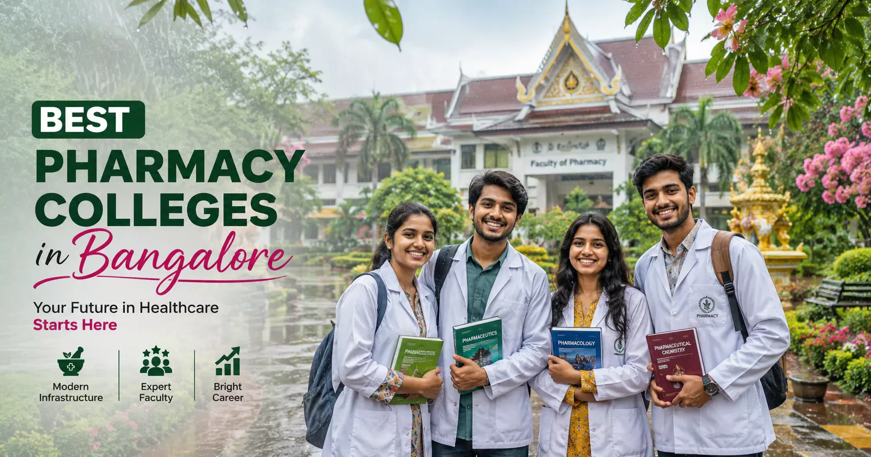 Best pharmacy colleges in Bangalore campus and pharmacy students