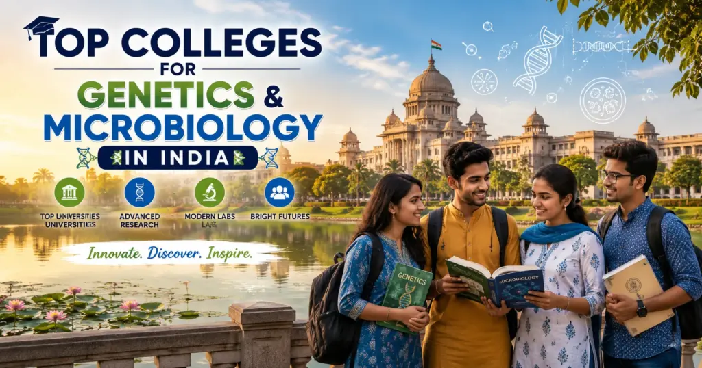 Top colleges for genetics and microbiology in India students in advanced life science laboratory